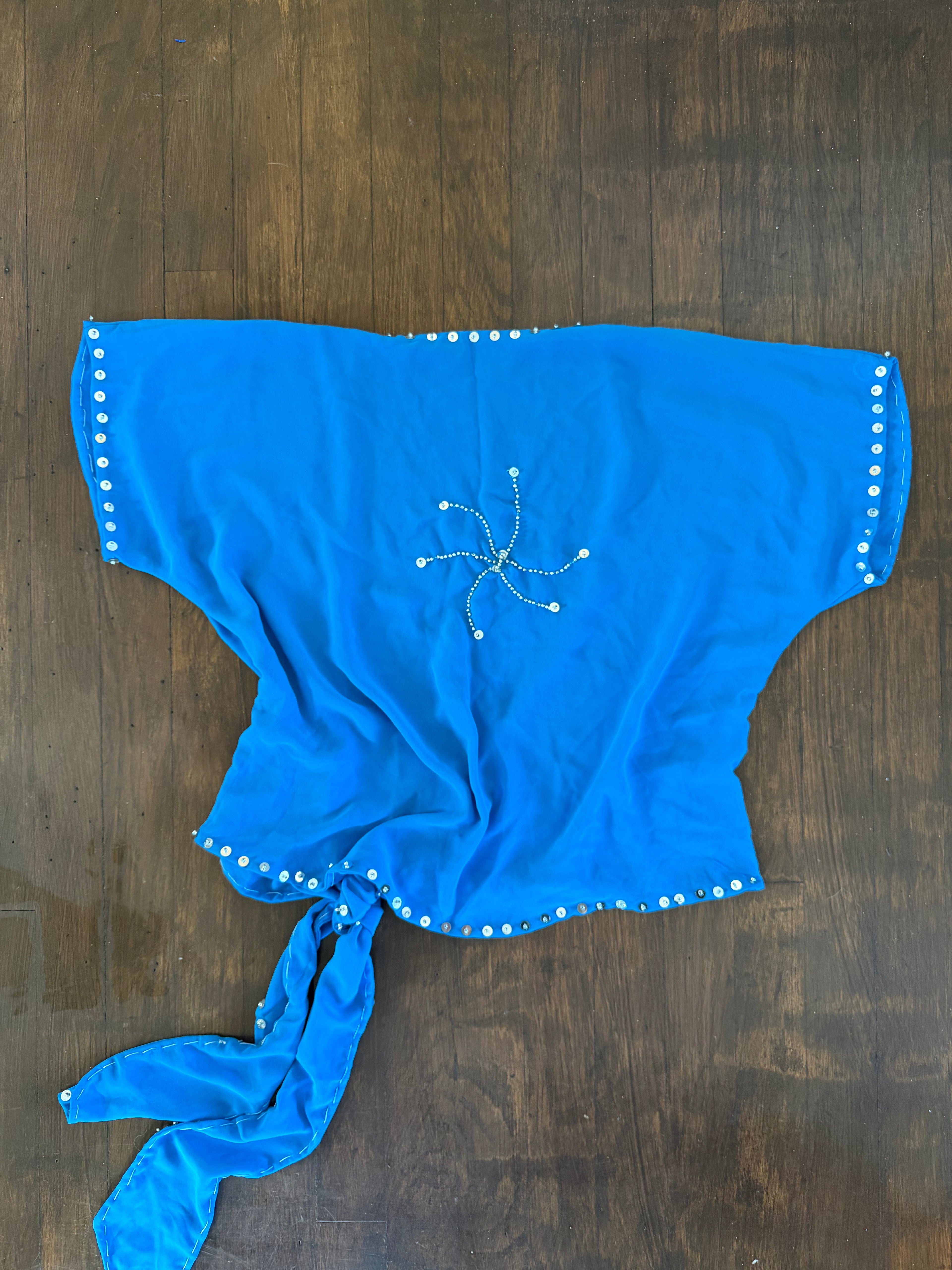 Blue Sequin Blouse (fits S-M)